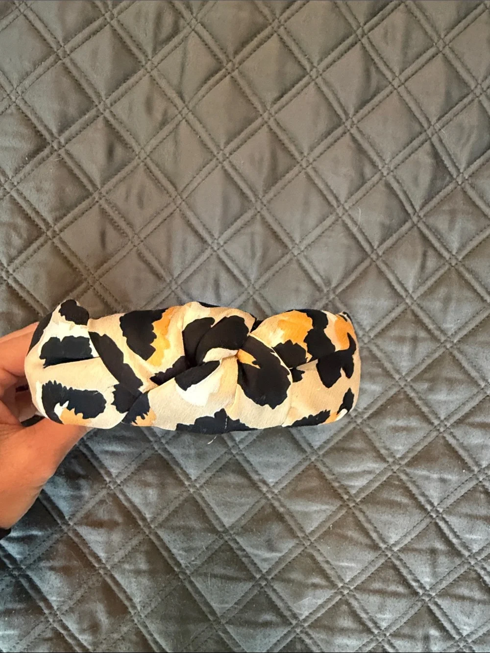 Lele Sadoughi Black and Mustard Leopard Knotted Headband